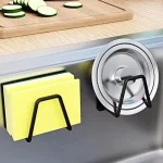 Panier de vidange d&rsquo;évier de cuisine, brosse de nettoyage de vidange, porte-éponge, crochets muraux, organisateur de maison, acier inoxydable