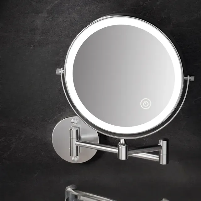 Miroir cosmétique pliant en laiton LED – vue 4