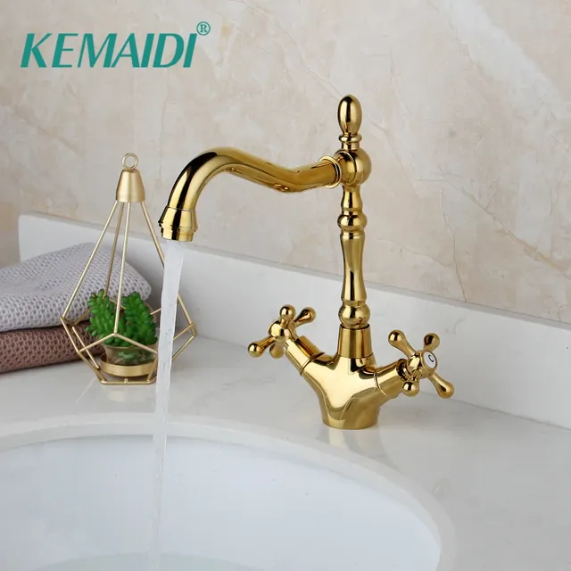 KEMAIDI robinet de lavabo de salle de bains doré – vue 2