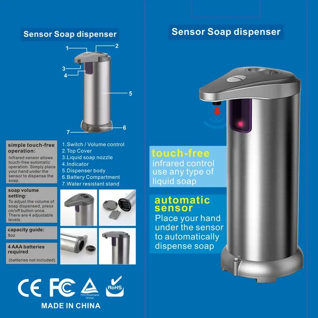 Distributeur automatique savon sans contact inox brossé… – vue 4