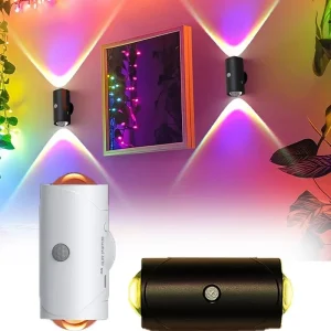 Veilleuse intelligente avec capteur de mouvement, lampe d&rsquo;ambiance RGB à couleur changeante, type-c, lumière LED magnétique, chambre à coucher, couloir, bureau, armoire, salle de bain