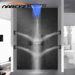 Douche dissimulée LED affichage numérique thermostatique ensemble de douche en laiton dans le mur pomme de douche d&rsquo;installation dissimulée 020-50X36