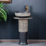Lavabo à colonne en céramique, balcon, salle de bains, lavabo au sol, lavabo intégré, lavabo domestique