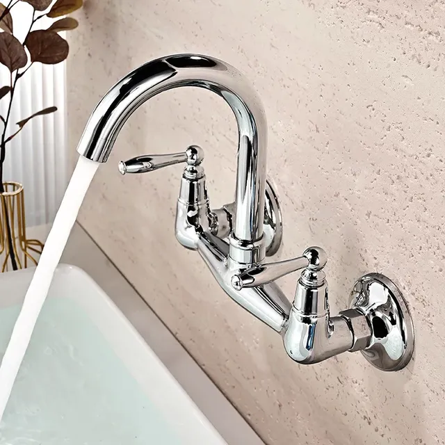 Robinet mitigeur mural laiton massif cuivre chrome noir… – vue 3