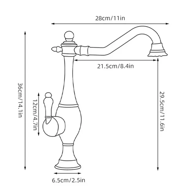 Robinet de cuisine en laiton antique – vue 6