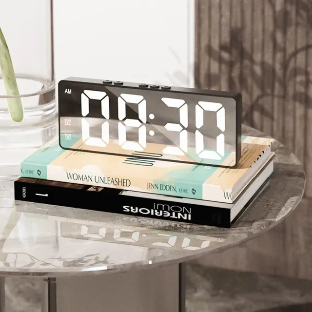 LED miroir horloge de Table alarme numérique Snooze… – vue 2