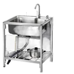 Évier de cuisine évier Simple épais Simple en acier inoxydable Double évier grand support bassin d&rsquo;eau bassin à légumes étagère de lavabo