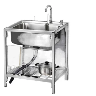 Évier de cuisine évier Simple épais Simple en acier inoxydable Double…