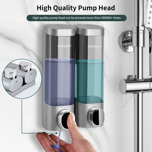 Double distributeur de savon liquide en plastique – vue 3