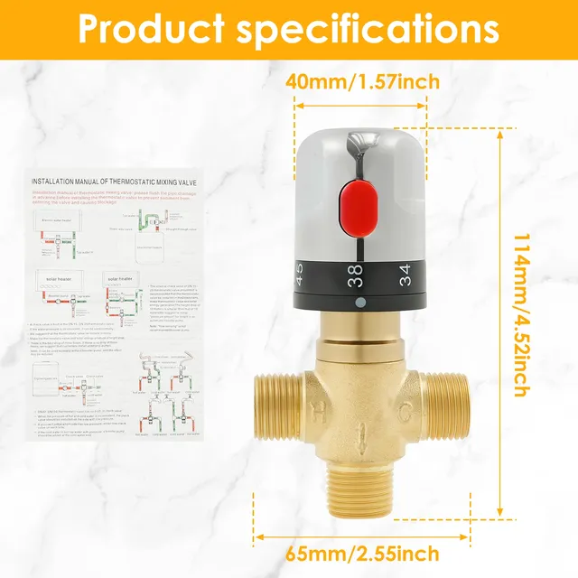 Vanne de mélange thermostatique en laiton – vue 7