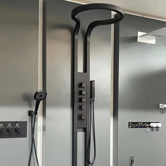 Colonne douche murale noir mat profil vertical métal… – vue 3