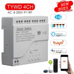 Module intelligent de commutateur sans fil Wifi, 4 canaux DC 12V 32V 24V 110V 220V, autobloquant RF433, relais NO NC COM 10A, contrôle par application Tuya