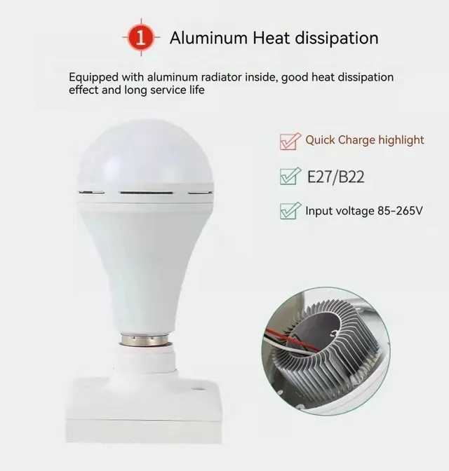 Ampoule LED Rechargeable 7w 9w 12w 15w 85-265V – vue 6
