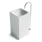Lavabo autoportant en pierre artificielle, ark sur pied, évier de vanité, Everakroom, 500x450x850mm, 2028