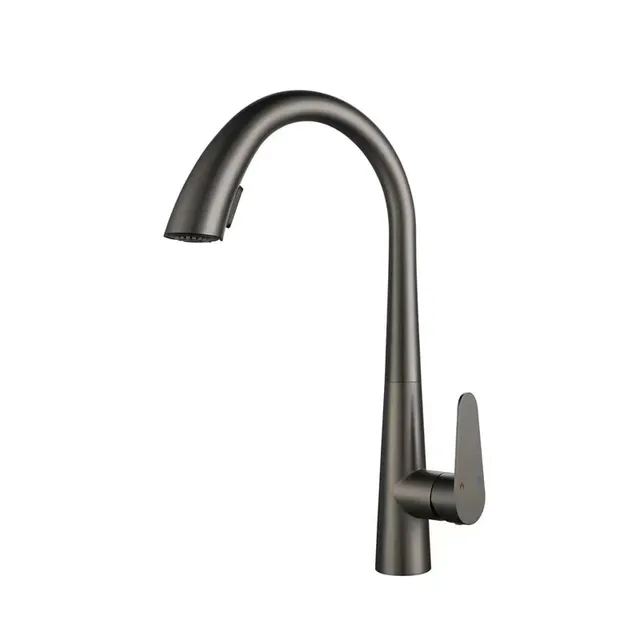 Mitigeur cuisine bec haut cygne inoxydable brossé or… – vue 7