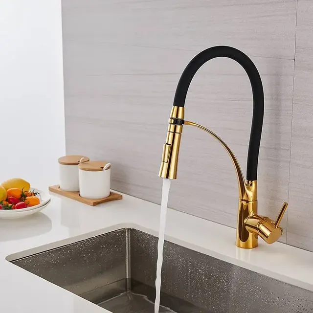 Robinet mitigeur de cuisine en caoutchouc Nickel brossé – vue 4