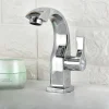 Robinet lavabo évier monolevier poignée alliage cuivre chromé argenté barboteur économique eau froide col haut trou unique