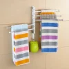 Support serviettes mural pivotant quatre bras acier inox brossé satiné rotatif articulé compact gain place séchage rapide montage sans perçage