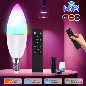 Tuya – ampoule LED WiFi intelligente E14, 220V, 5/7/9W, lumière RGB à intensité variable, prise en charge de l’application Alexa Google Assistant, commande vocale à domicile, pratique Tuya – ampoule LED WiFi intelligente E14, 220V, 5/7/9W, lumière RGB à intensité variable, prise en charge de l’application Alexa Google Assistant, commande vocale à domicile, pratique