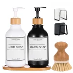 Distributeur de liquide pour vaisselle, bouteille de savon de ferme moderne, rechargeable pour les mains, récipient pour plats, brosse de nettoyage de cuisine, accessoires