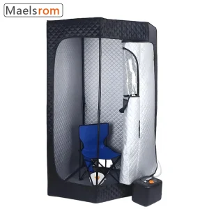 Tente de sauna à vapeur portable 3L – Spa domestique personnel 1000 W avec télécommande, chaise et tapis de pieds détox – Sauna pliable à chauffage rapide