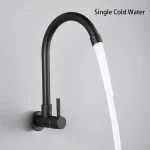 ULA-Robinets de cuisine flexibles à montage mural, Robinet de cuisine noir, Eau froide uniquement, Robinets d&rsquo;évier à rotation 360