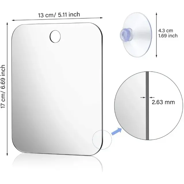 Miroir de douche en acrylique avec aspiration murale – vue 2