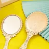 Miroir vintage ovale festonné or rose gravé floral dos… – vue 4