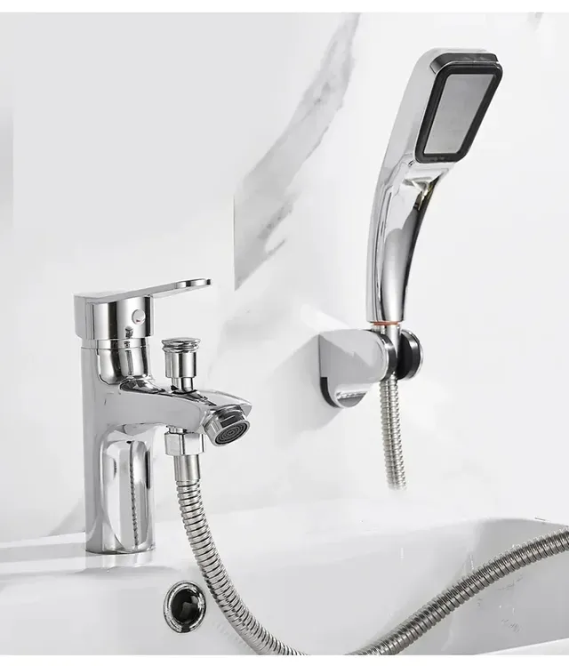 Robinet lavabo douche monotrou pont monté laiton poignée… – vue 3