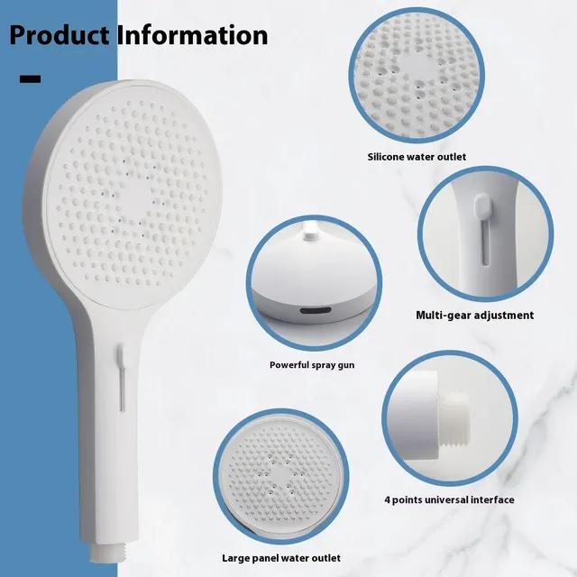 Pommeau de douche multifonctionnel blanc à température… – vue 2