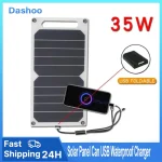 Le panneau solaire peut être fixé au sac à dos 5-35W USB chargeur portable étanche pour la randonnée en plein air, le camping et la chargement du téléphone portable