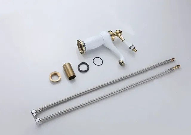 Robinet lavabo monocommande haute vasque posé blanc… – vue 6