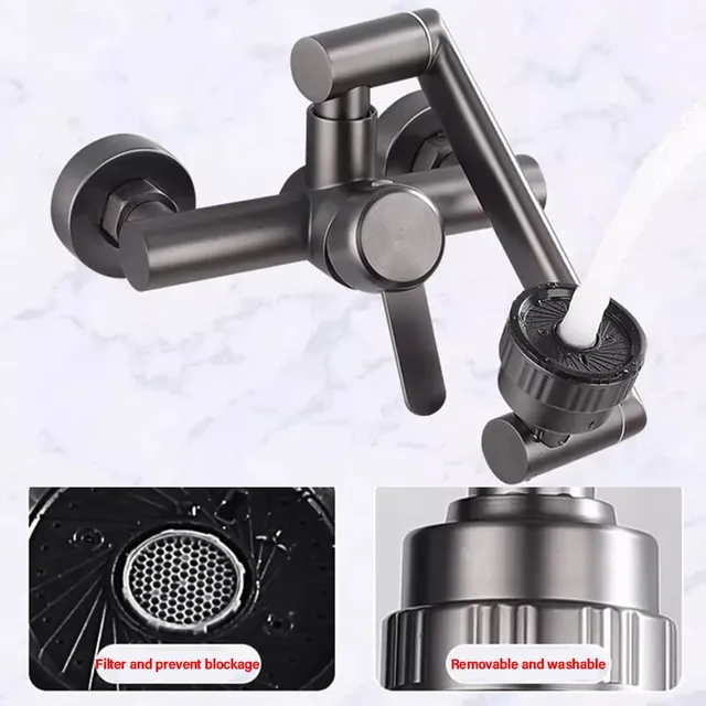 Robinet de cuisine mural en acier inoxydable – vue 3