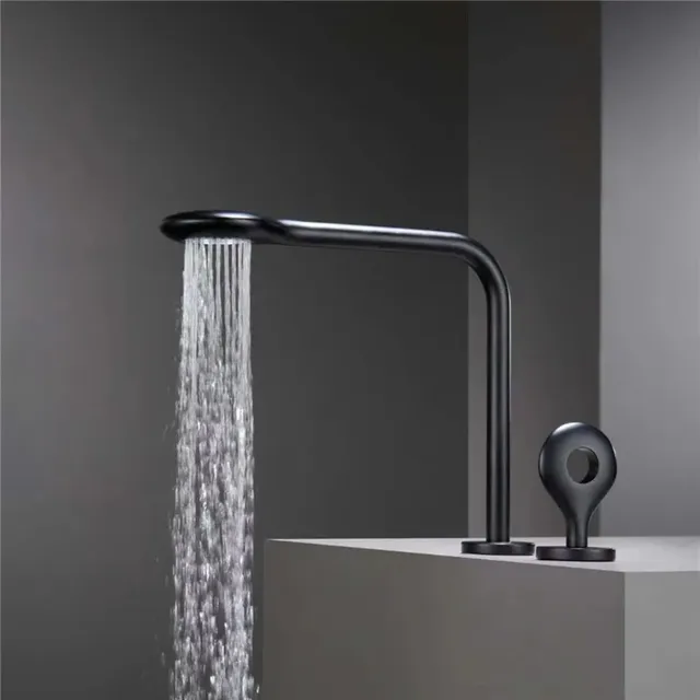 Robinet lavabo mitigeur cascade chaud froid trois trous… – vue 6