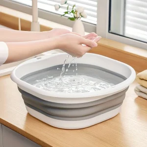 Bassin d&rsquo;évier pliable peu encombrant, 1 pièce, pour le Camping/maison |   Conception peu encombrante pour la vaisselle/la blanchisserie et les voyages, style contemporain