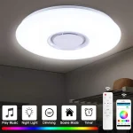 Lampe LED Intelligente RVB avec Haut-Parleur, Plafonnier, Dimmable, Bluetooth, Télécommande, Chambre, Salon, Décoration de la Maison