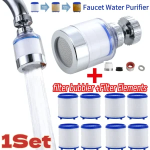 Filtre à eau de robinet pour cuisine, élément de salle de bains, élimine l&rsquo;élément de chlore, adaptateur de robinet en métal lourd