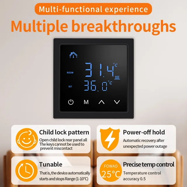 Thermostat intelligent LCD tactile 16A