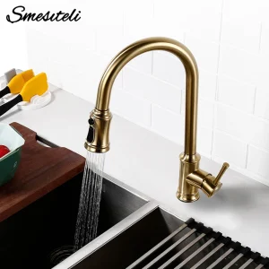 Robinet de cuisine à capteur tactile, contrôle intelligent, mitigeur de centre commercial, pulvérisateur à nervures, poignée unique, eau chaude et froide, montage sur pont