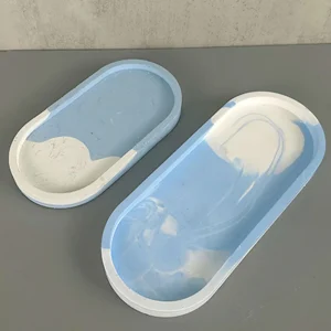 Plateau de rangement ovale, moule en Silicone, bricolage, Pot de fleur, Base, artisanat, fabrication de plâtre, résine époxy, dessous de verre, moules de moulage, décoration de maison