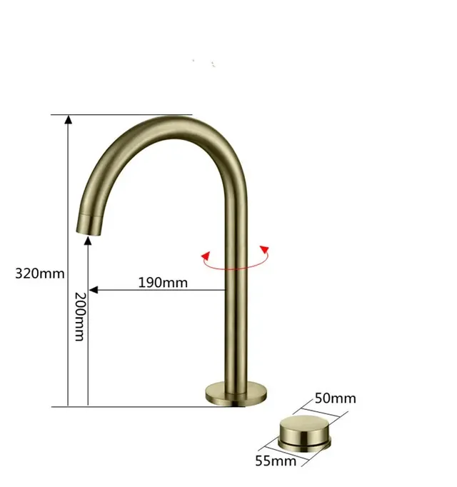 Robinet lavabo mural or brossé noir bec pivotant rotatif… – vue 5