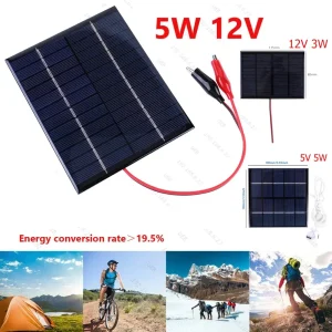 Panneau de charge solaire étanche en polysilicium, chargeur de cellule Xy, lampe, ventilateur, pompe, camping en plein air, élection, bricolage, 5W, 12V Panneau de charge solaire étanche en polysilicium, chargeur de cellule Xy, lampe, ventilateur, pompe, camping en plein air, élection, bricolage, 5W, 12V