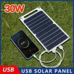 Panneau solaire 30W avec USB, étanche, pour randonnée et Camping en plein air, batterie Portable, batterie de chargement de téléphone Portable, panneau de charge 6.8V