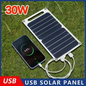 Panneau solaire 30W avec USB, étanche, pour randonnée et Camping en plein air, batterie Portable, batterie de chargement de téléphone Portable, panneau de charge 6.8V