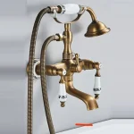 Baignoire murale en bronze antique, baignoire F/05, douche à main, poignée pour touristes, grue de centre commercial