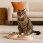 Double bol élégant en acier inoxydable pour animaux de compagnie, Anti-torple, antidérapant, mangeoire pour chien, distributeur de nourriture étanche, magasin pour animaux de compagnie