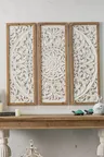 Panneau mural triptyque bois sculpté blanc vieilli… – vue 5