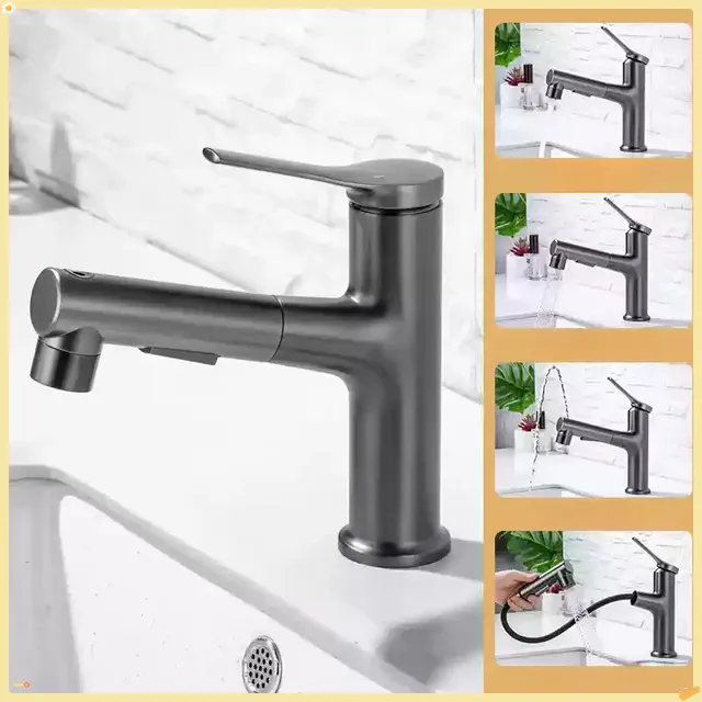 Robinet de lavabo extractible à double trou – vue 2