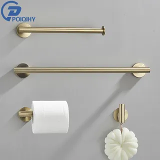 Accessoires de salle de bains en or brossé