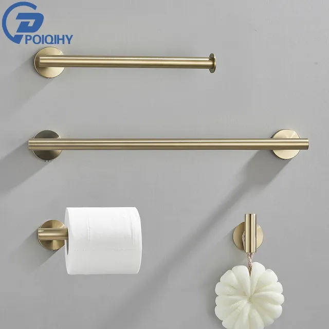 Accessoires de salle de bains en or brossé